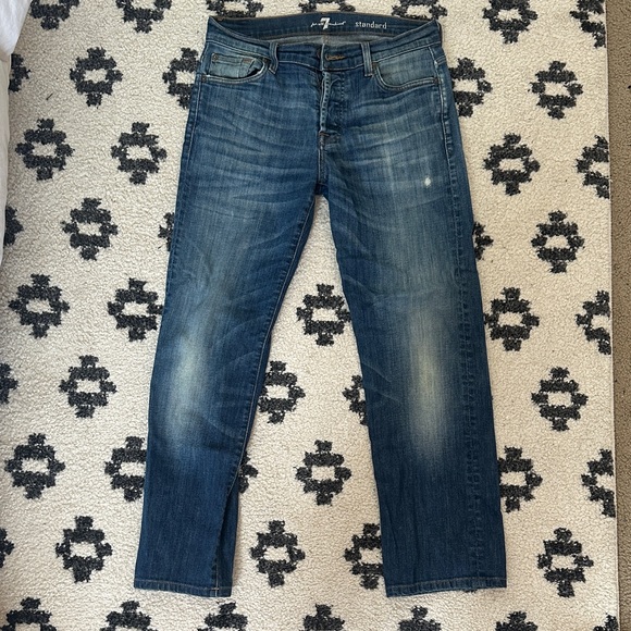 7 For All Mankind Men's Indigo Straight Button fly Jeans #6 - Picture 1 of 6